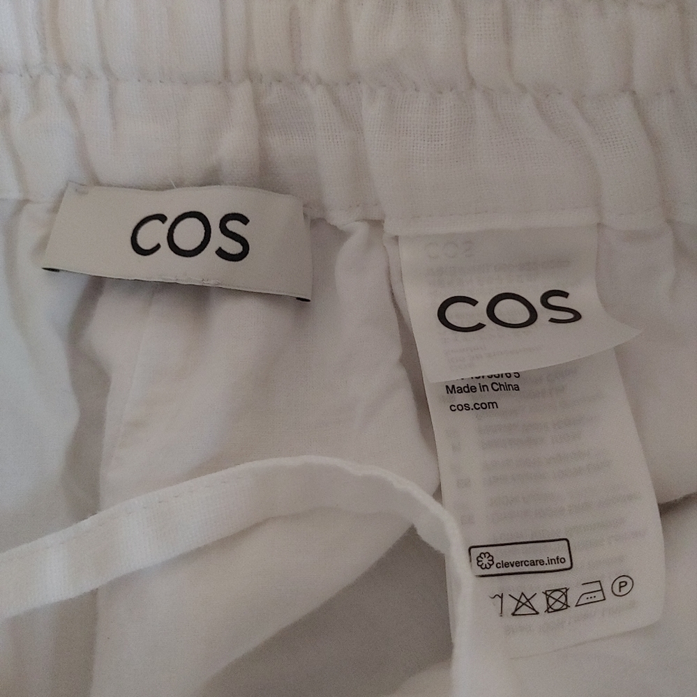 Cos Linen Elastic Drawstring High Waisted White B… - image 4